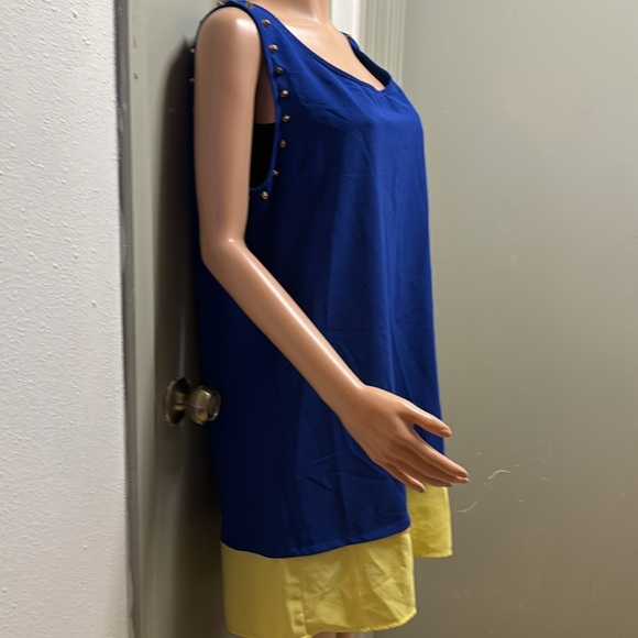 Blue Pepper Sleevless Medi Dress with copper embellishments around sleeved 2X - Picture 10 of 17